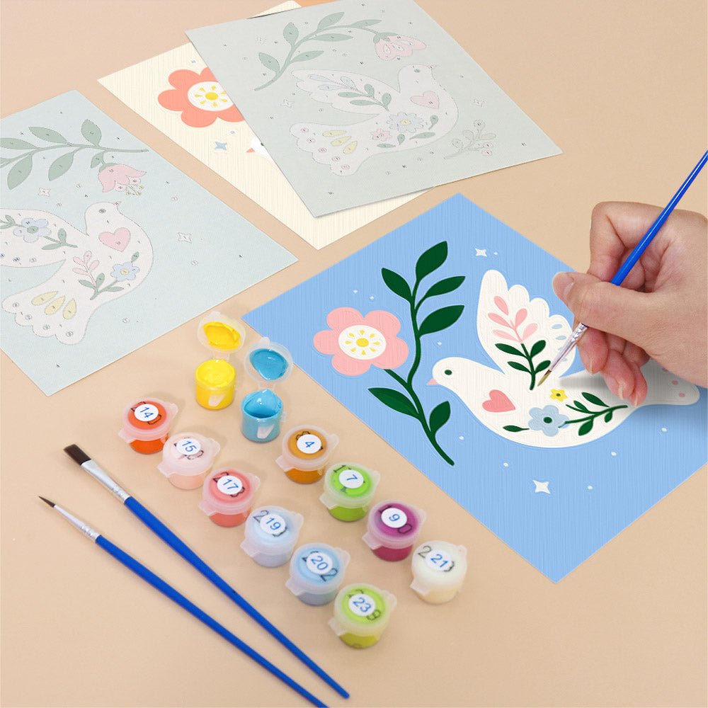 Flower Doves mini painting set