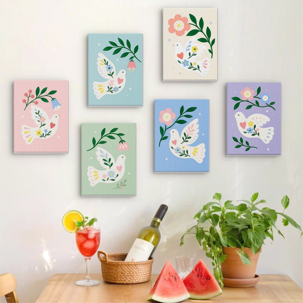 Flower Doves mini painting set