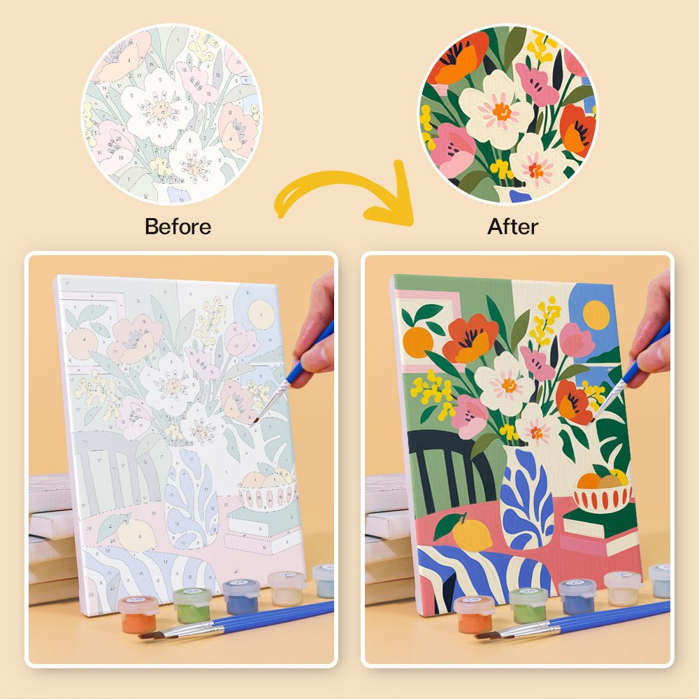 Before and after painting by numbers
