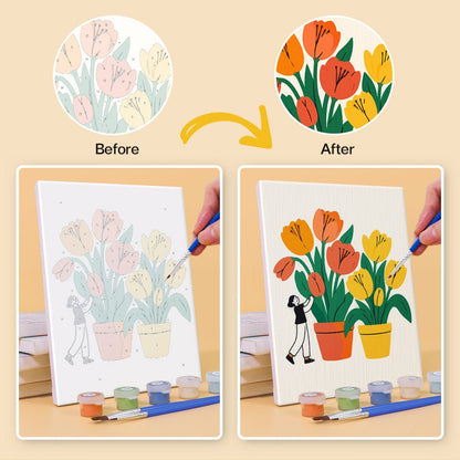 Before and after painting by numbers
