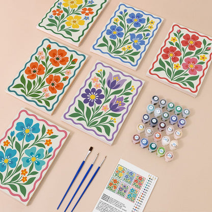 Everything in the Folk Flowers mini painting kit