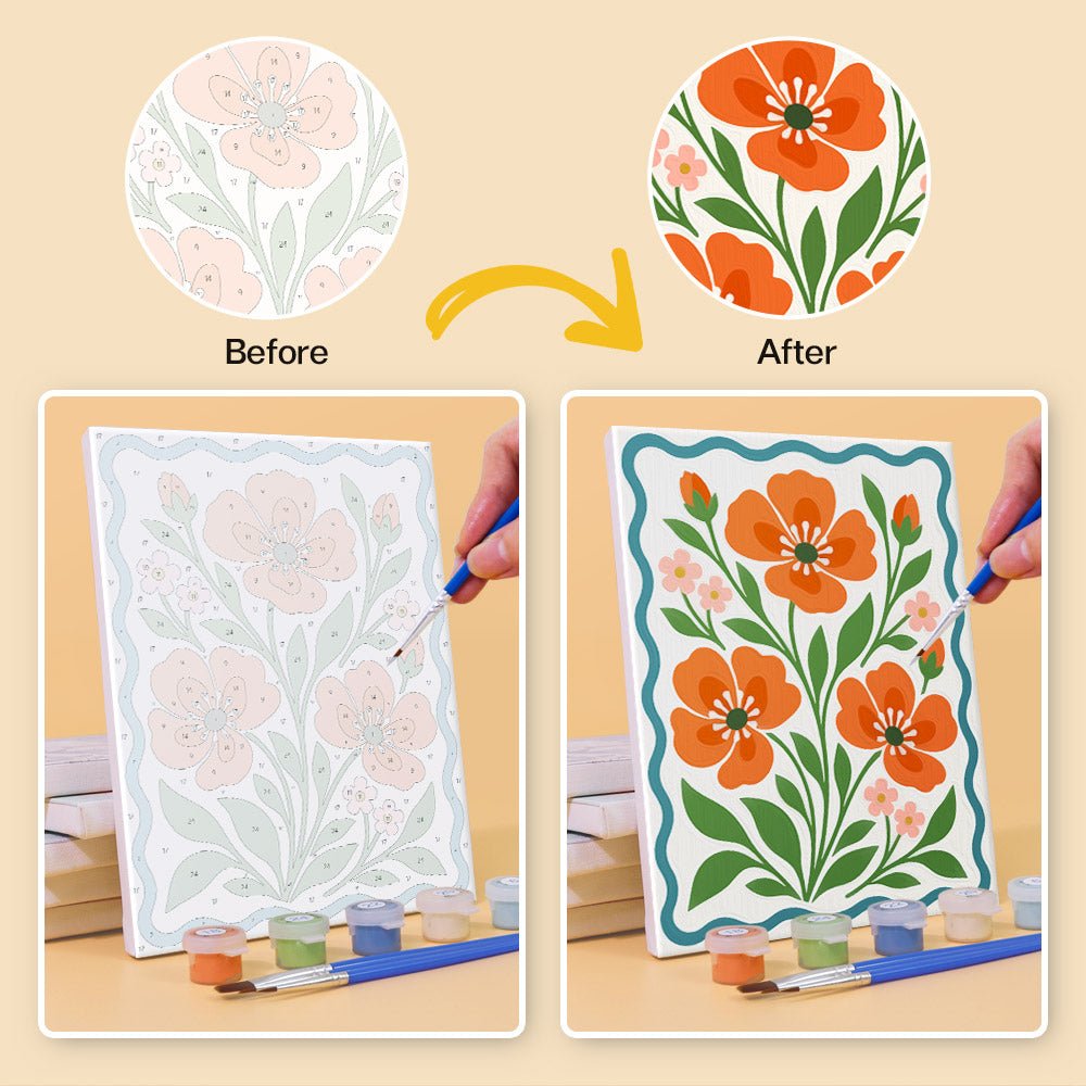 Before and after painting by numbers