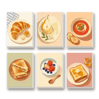 French Breakfast – set of 6 mini paint by numbers canvases