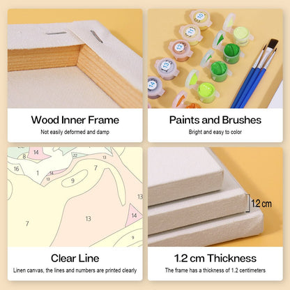 Wood inner frame, paints and brushes, clear lines, 1.2 cm thickness