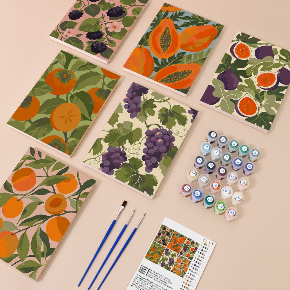 Everything in the Fruit Garden Patterns mini painting kit