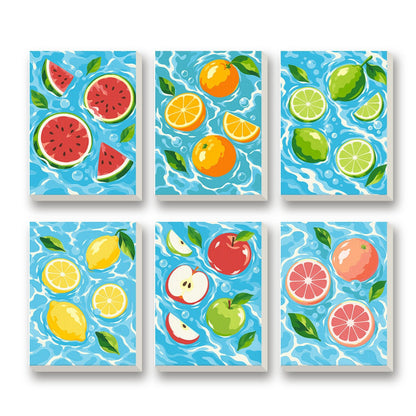 Fruit Splash – set of 6 mini paint by numbers canvases