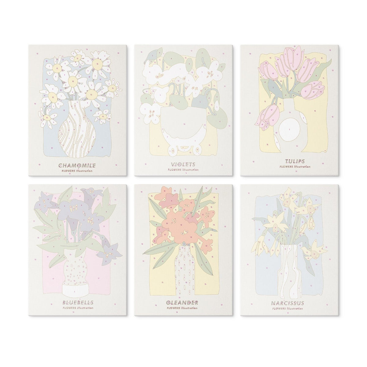 Garden Blooms – Set of 6 Mini Paintings - Judy Paint