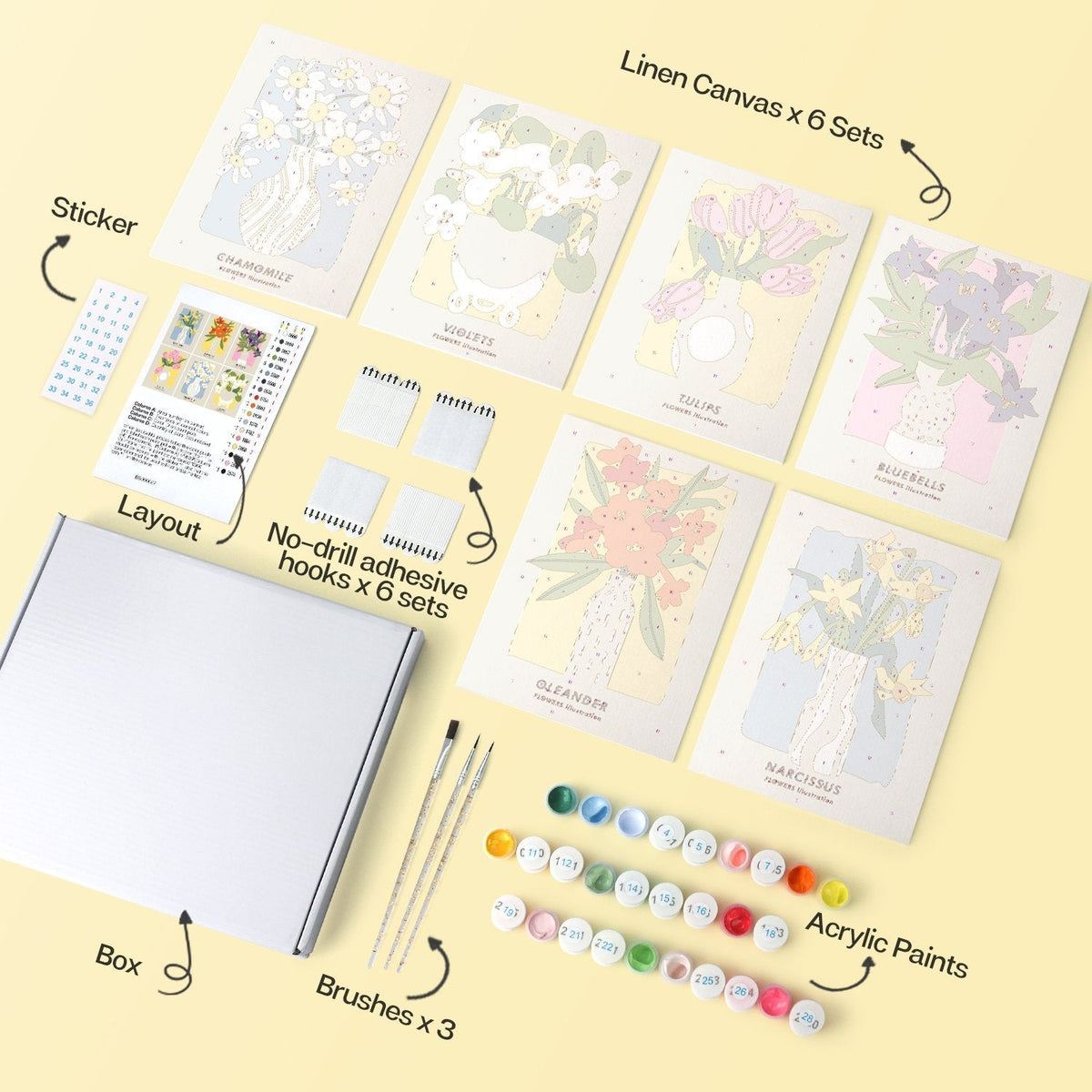 Garden Blooms – Set of 6 Mini Paintings - Judy Paint
