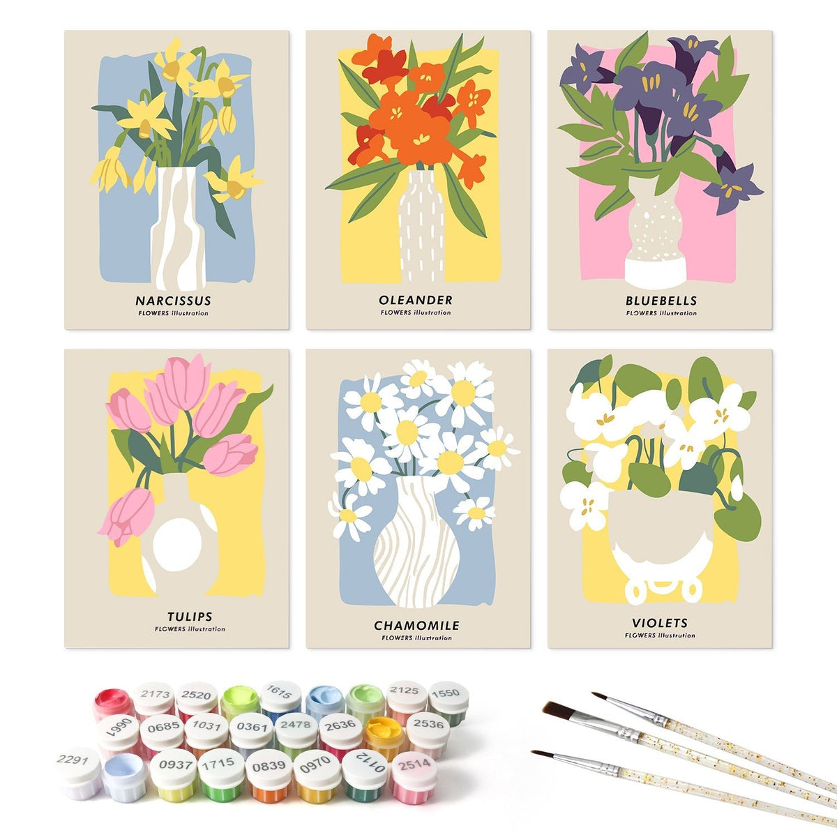 Garden Blooms – Set of 6 Mini Paintings - Judy Paint