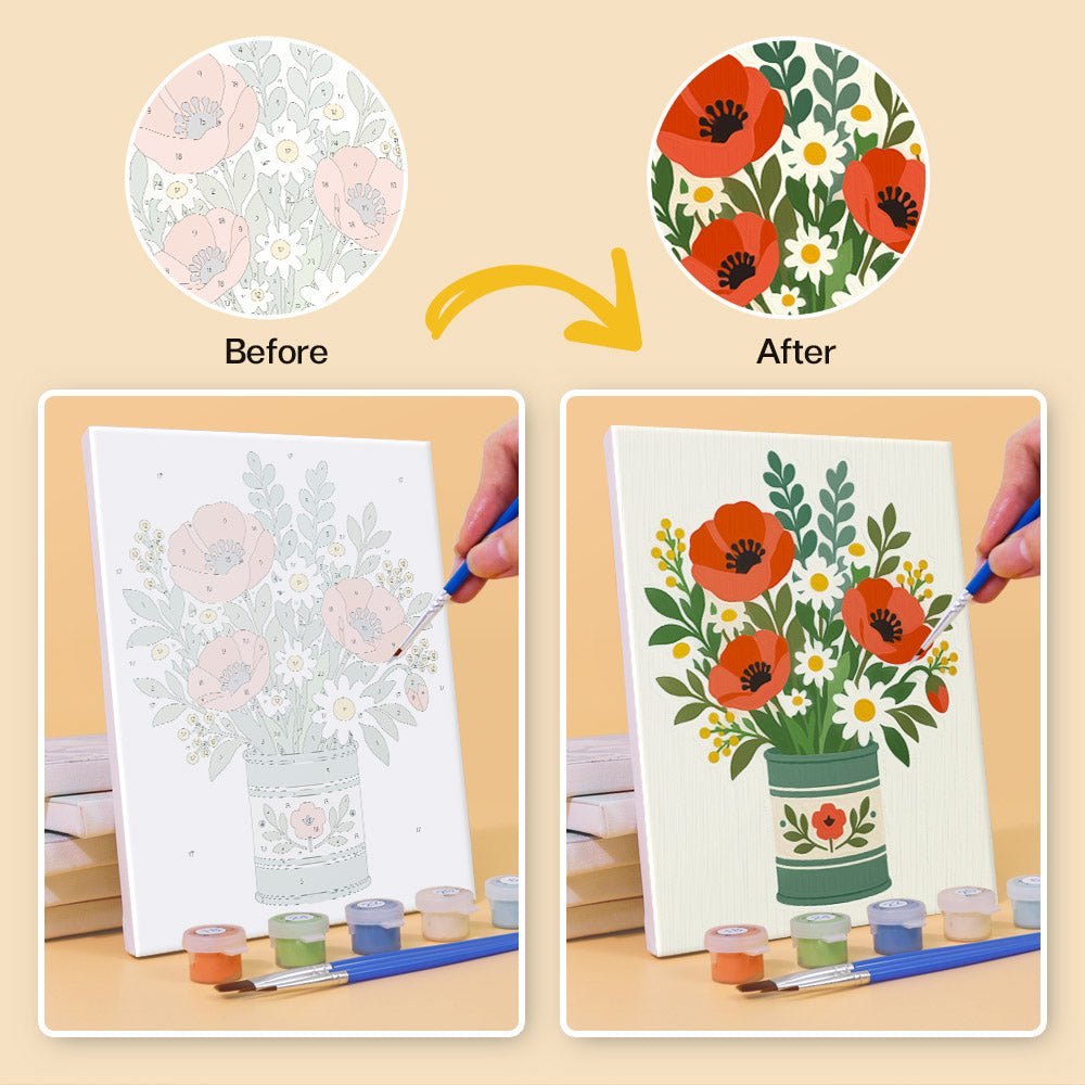 Before and after painting by numbers