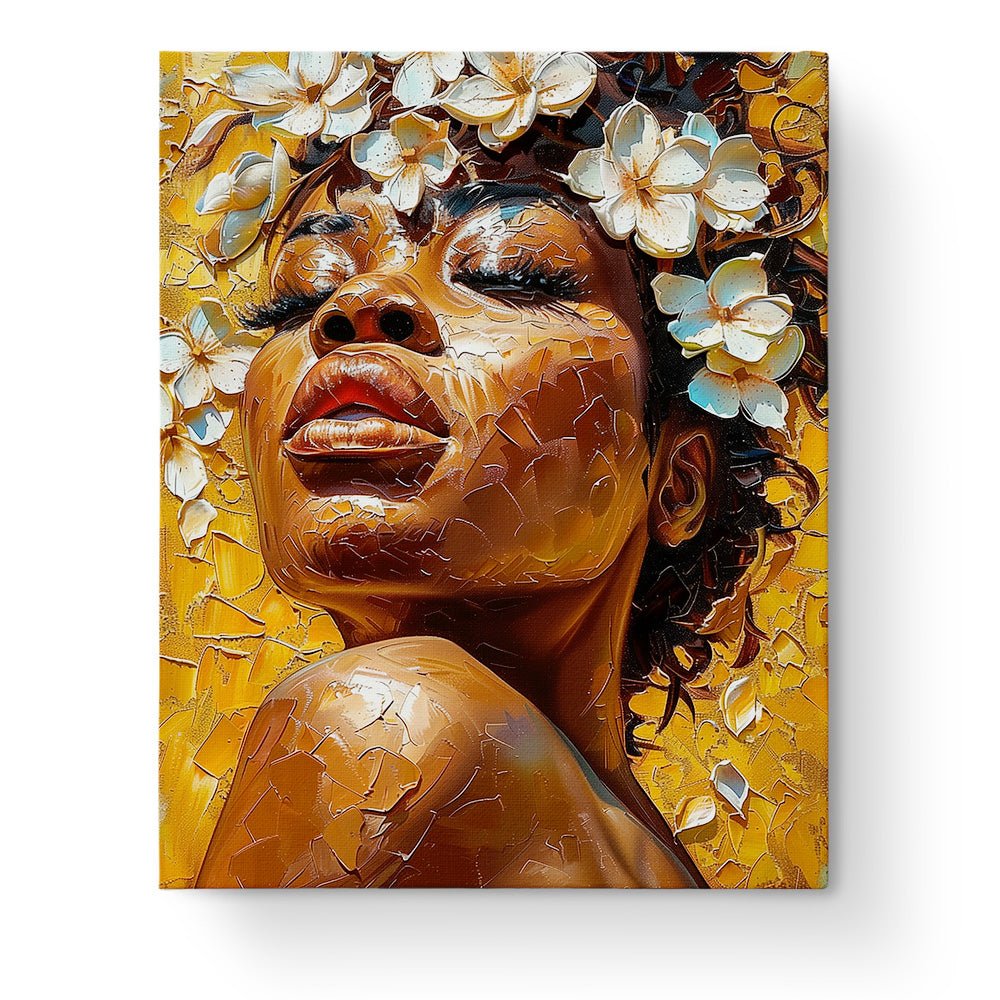 Golden Blossoms Serenity - Floral Women - Judy Paint