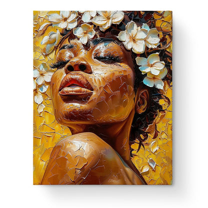 Golden Blossoms Serenity - Floral Women - Judy Paint