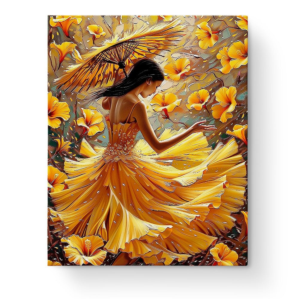 Golden Graceful Lady - Floral Women - Judy Paint