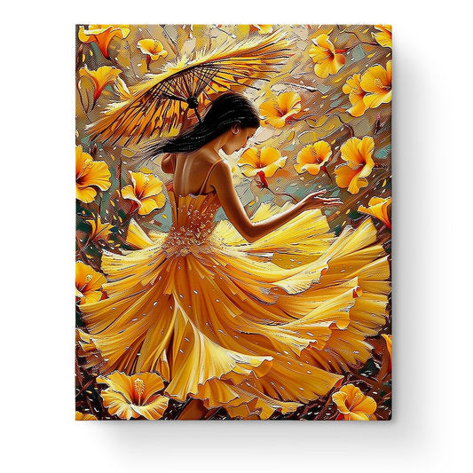 Golden Graceful Lady - Floral Women - Judy Paint