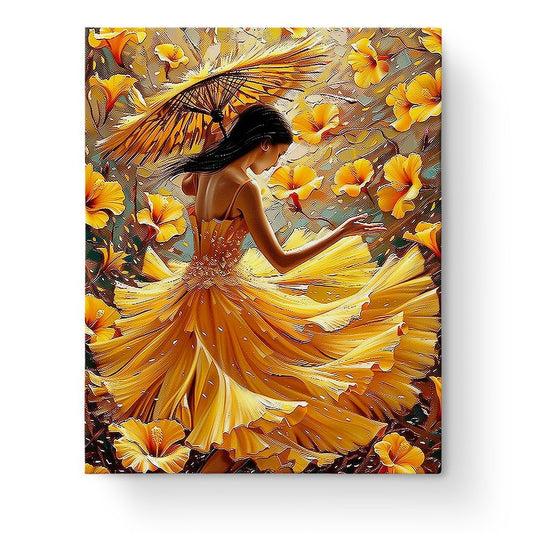 Golden Graceful Lady - Floral Women - Judy Paint