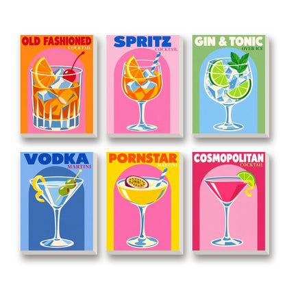 Golden Hour Sips – set of 6 mini paint by numbers canvases