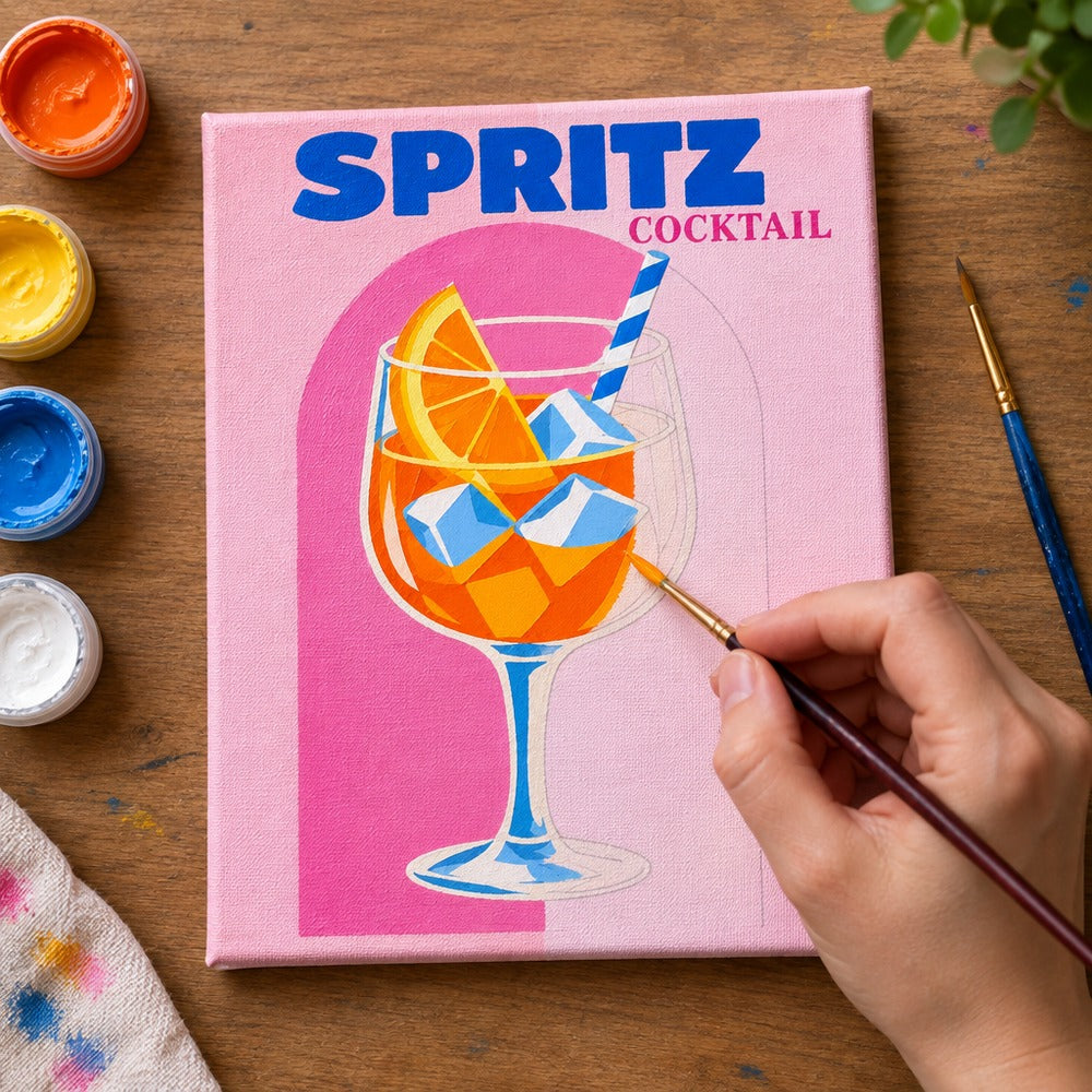 Painting the Golden Hour Sips mini canvases