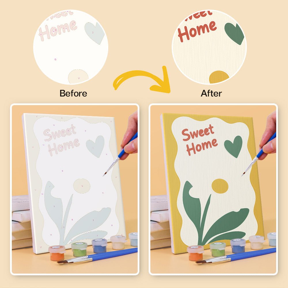 Before and after painting by numbers