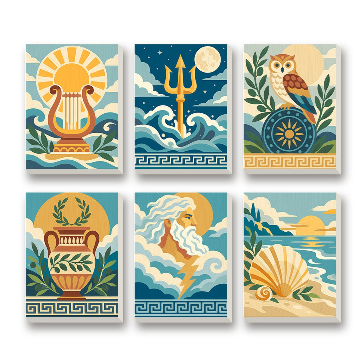 Greek Myths – set of 6 mini paint by numbers canvases