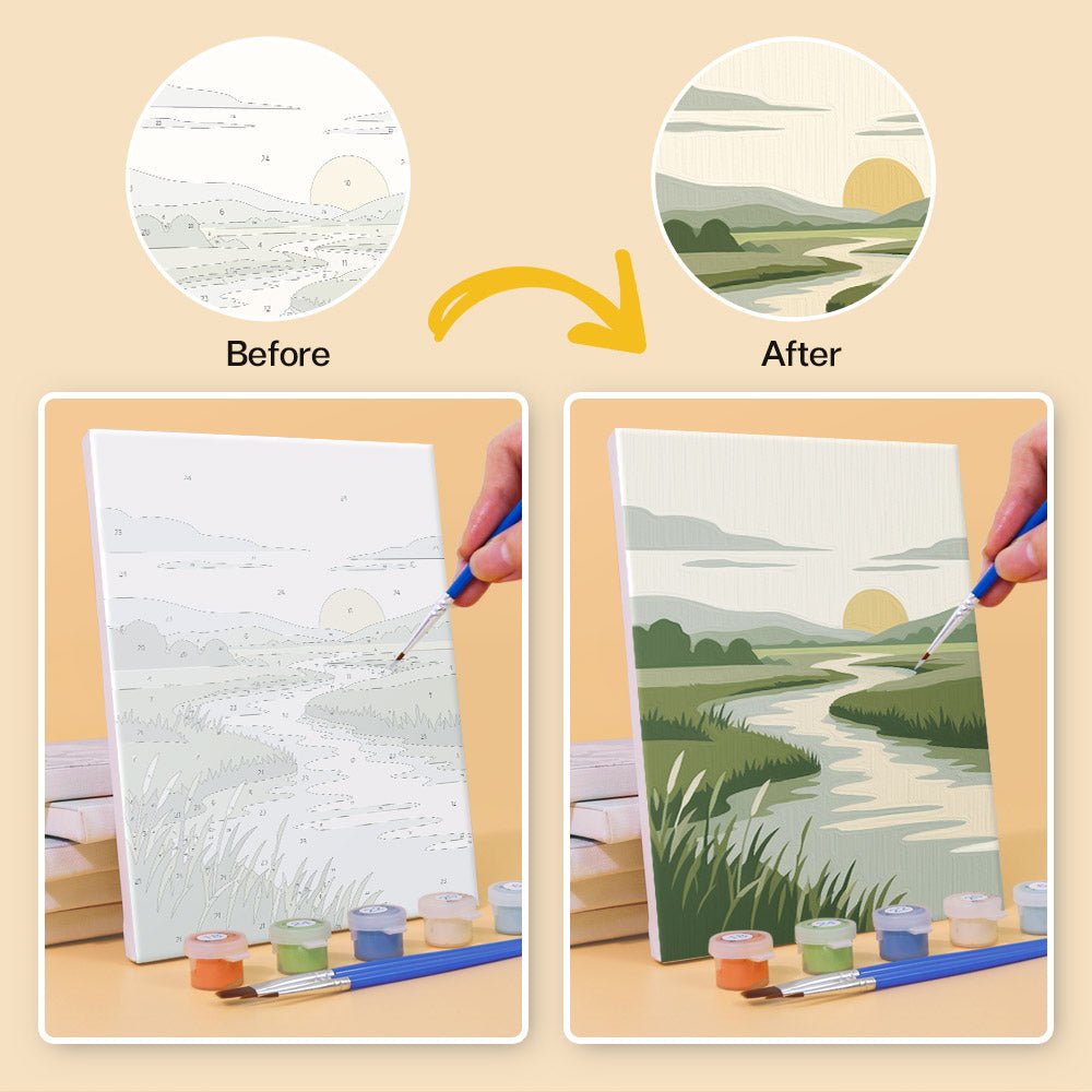 Before and after painting by numbers