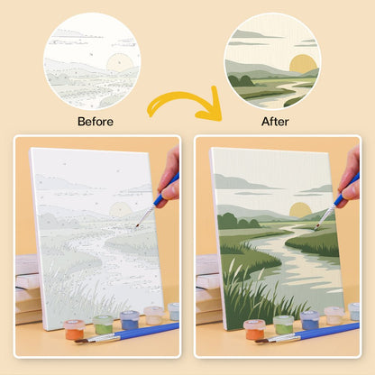 Before and after painting by numbers
