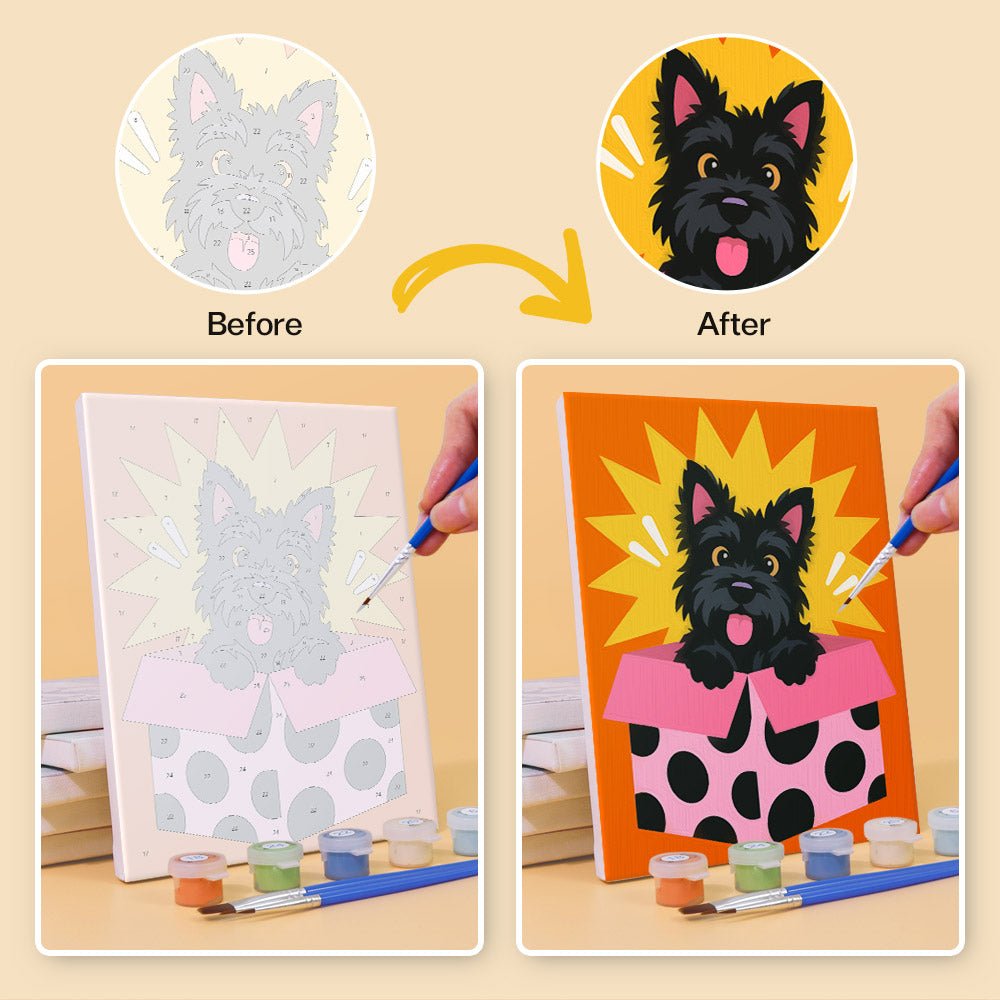 Before and after painting by numbers