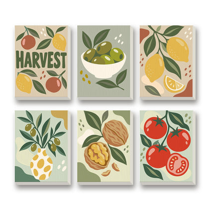 Harvest Kitchen – set of 6 mini paint by numbers canvases