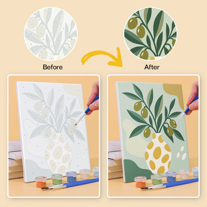 Before and after painting by numbers