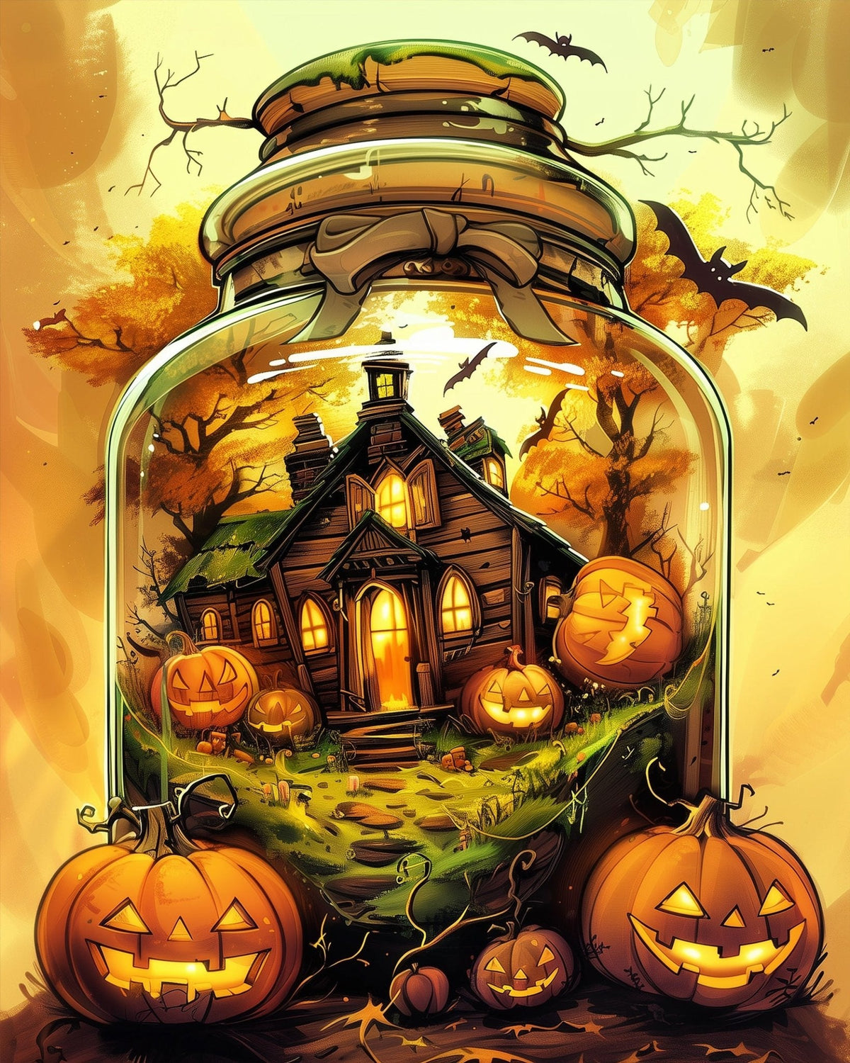 Haunted House Jar - Halloween - Judy Paint