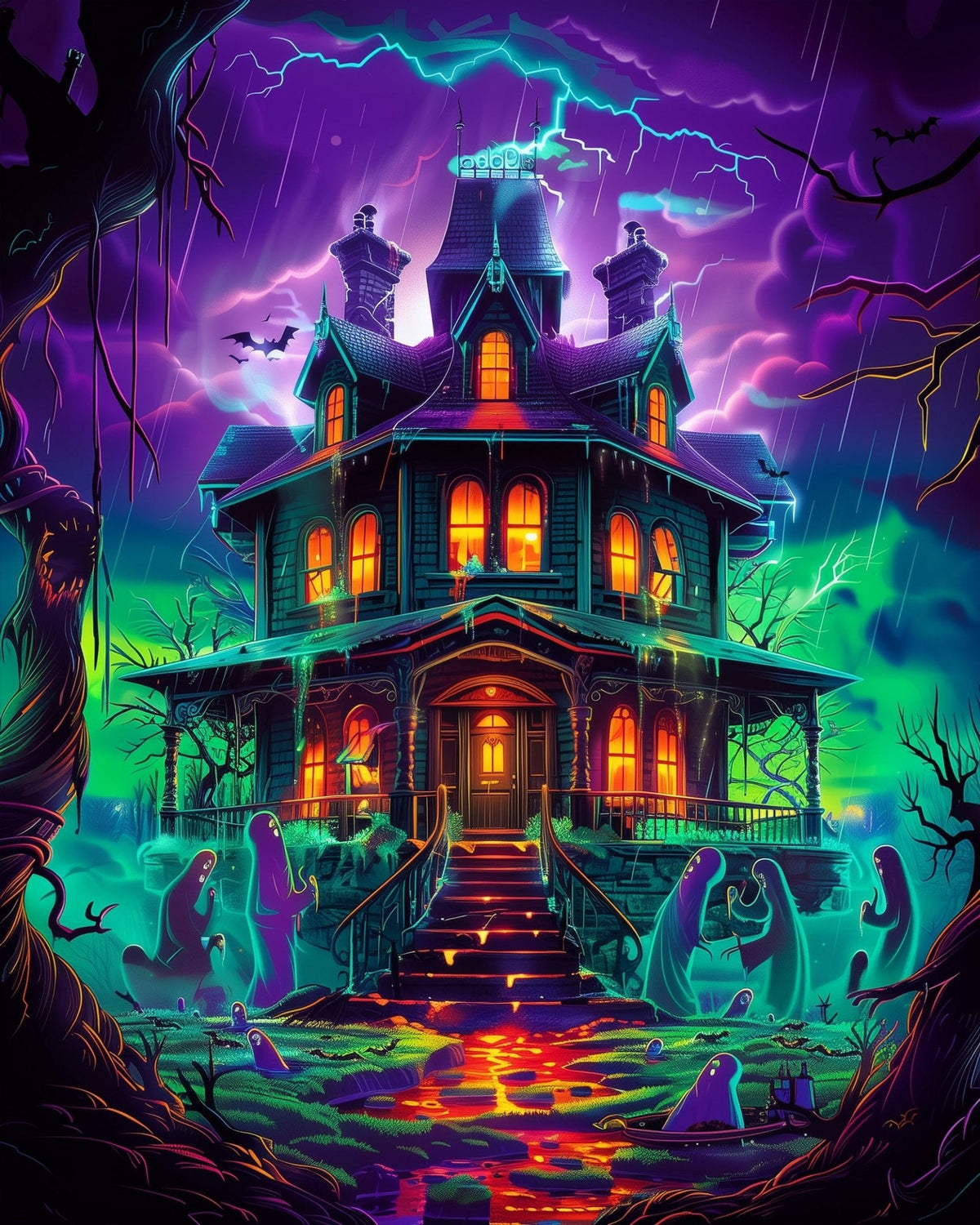 Haunted Mansion Glow - Halloween - Judy Paint