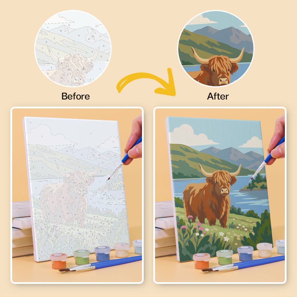 Before and after painting by numbers