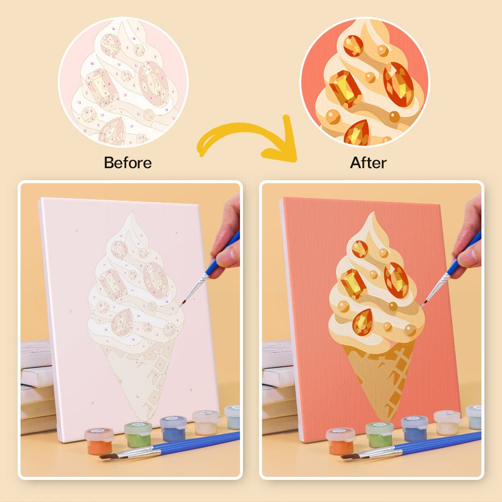 Before and after painting by numbers