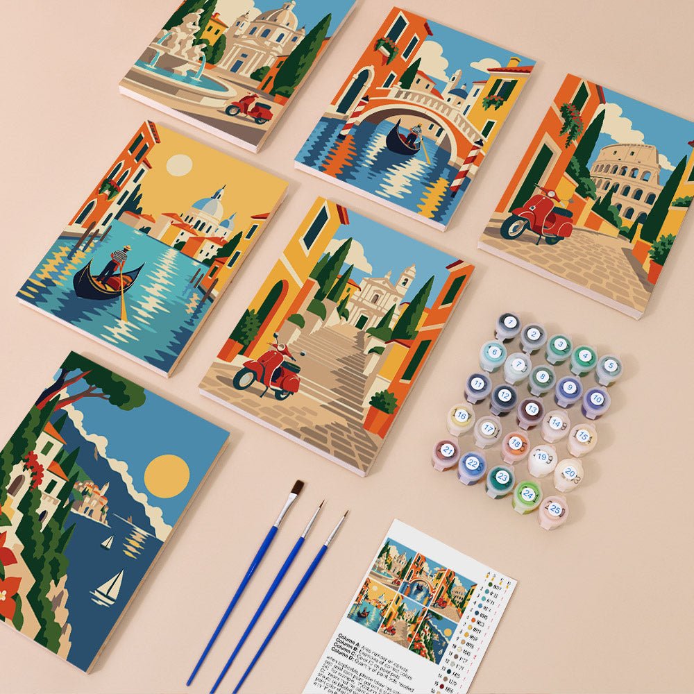 Everything in the Italian Journey mini painting kit
