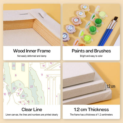 Wood inner frame, paints and brushes, clear lines, 1.2 cm thickness