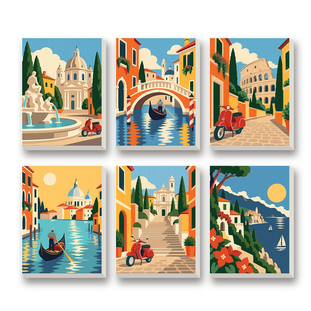 Italian Journey – set of 6 mini paint by numbers canvases