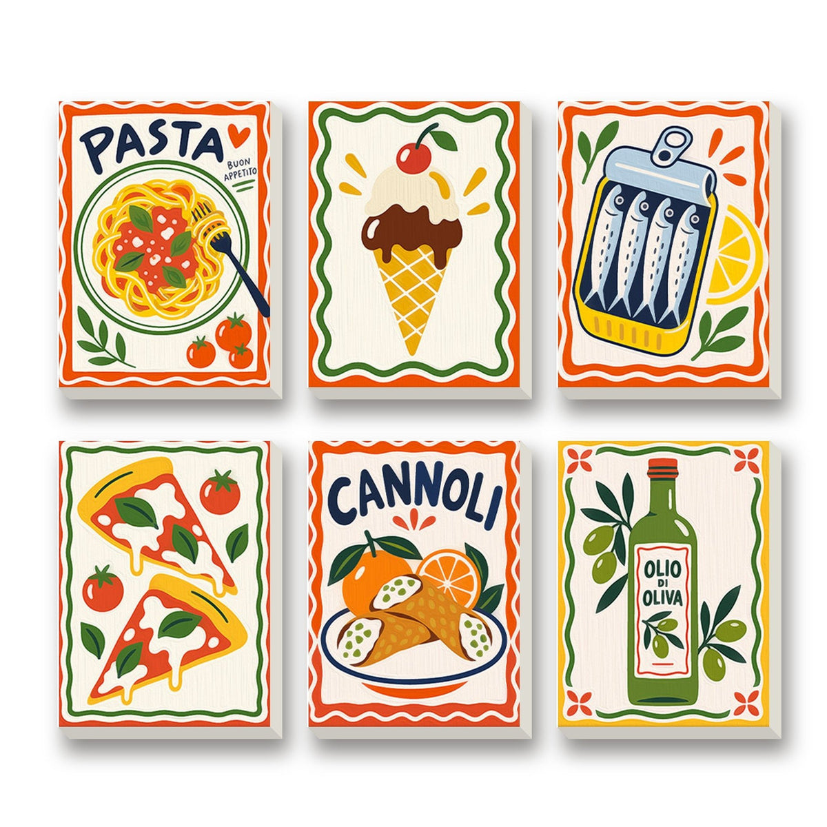Italian Kitchen – set of 6 mini paint by numbers canvases