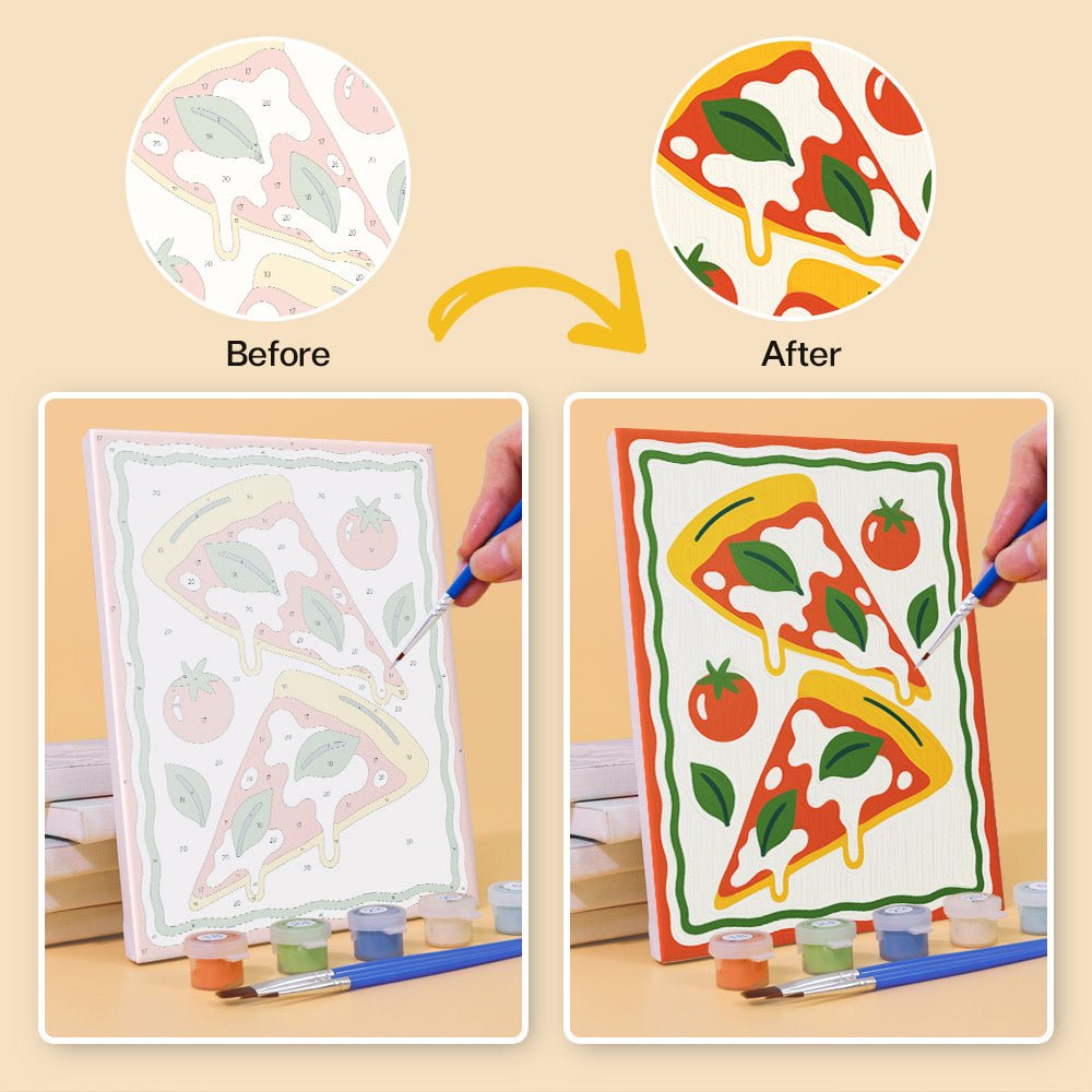 Before and after painting by numbers