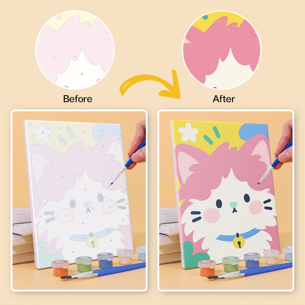 Before and after painting by numbers