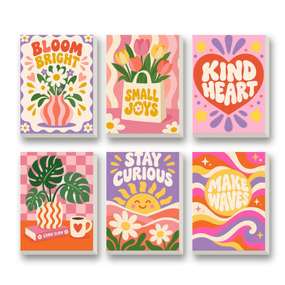 Kind Heart Quotes – set of 6 mini paint by numbers canvases