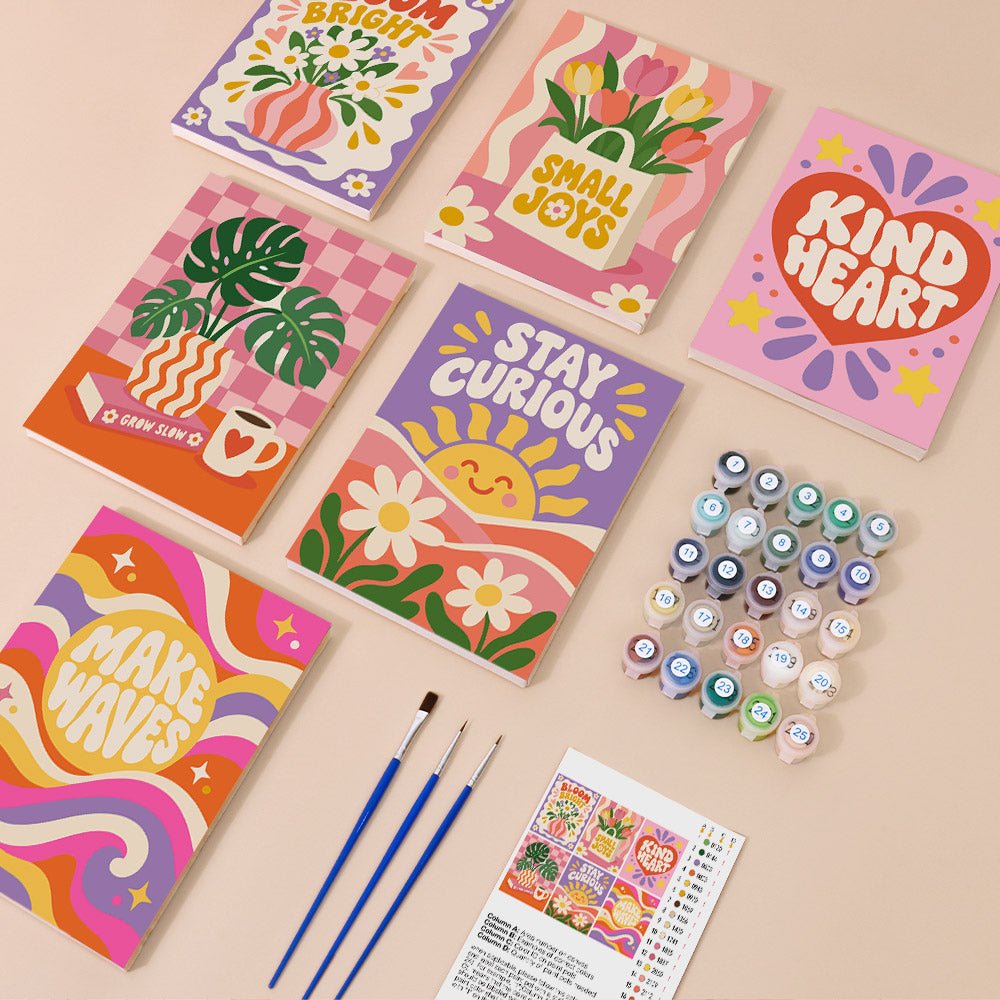 Everything in the Kind Heart Quotes mini painting kit