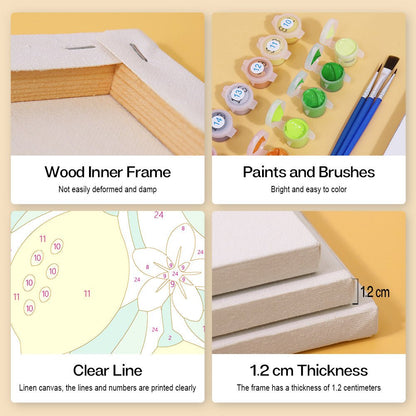 Wood inner frame, paints and brushes, clear lines, 1.2 cm thickness