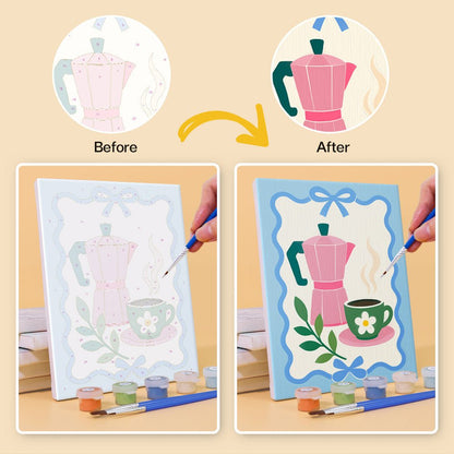 Before and after painting by numbers