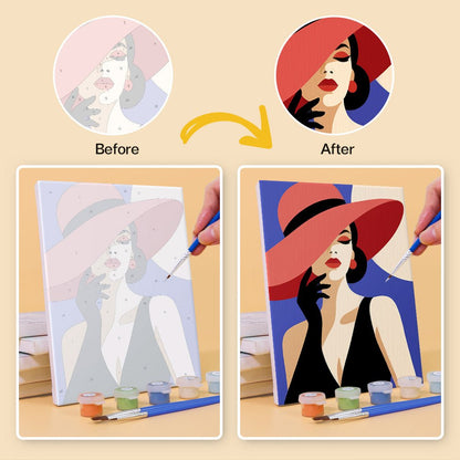 Before and after painting by numbers