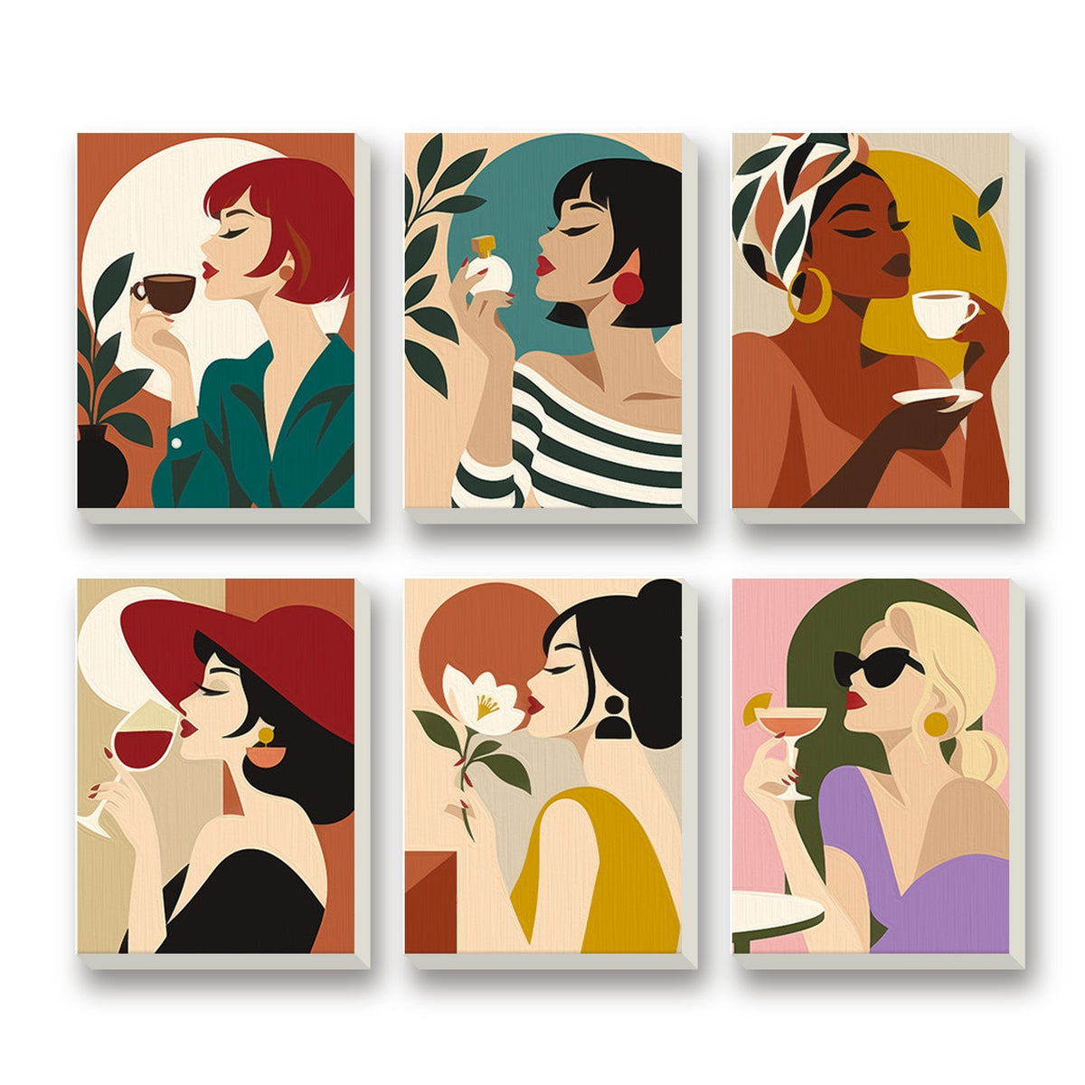 Ladies Night – set of 6 mini paint by numbers canvases