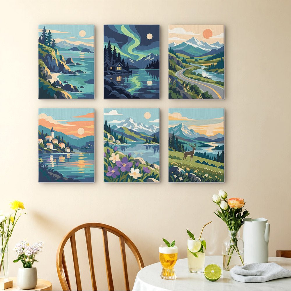 Lakeside Mountains mini painting set