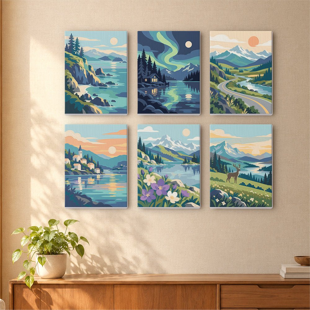 Lakeside Mountains mini painting set