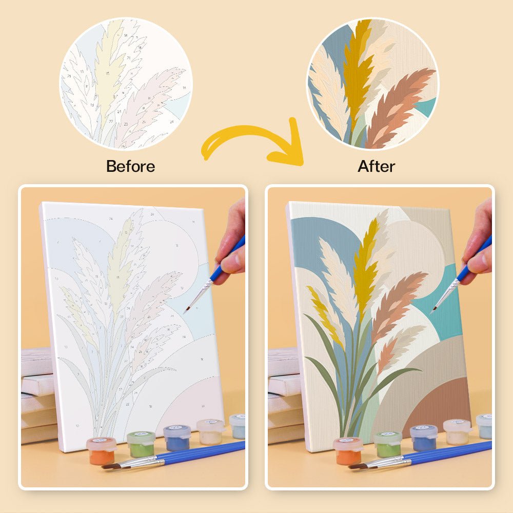 Before and after painting by numbers