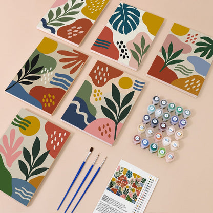 Everything in the Leaf Collage mini painting kit