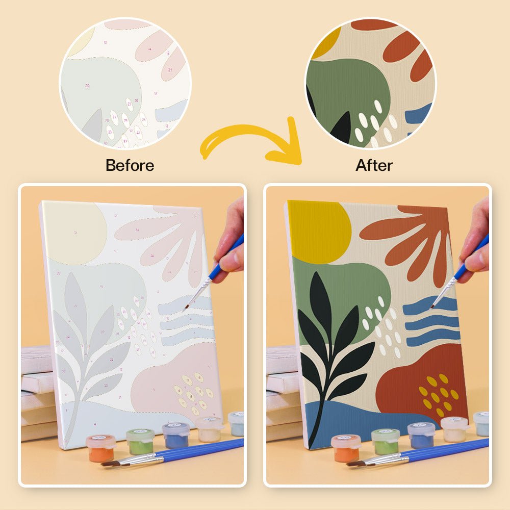 Before and after painting by numbers