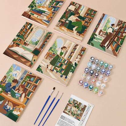 Everything in the Library Hideaways mini painting kit